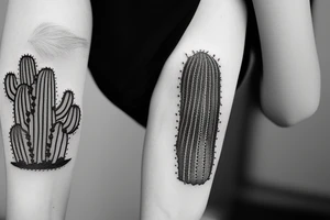 Van in the dessert with cactus tattoo idea