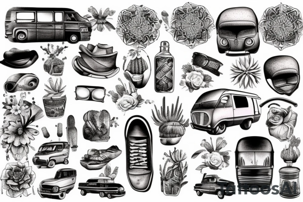 Van in the dessert tattoo idea