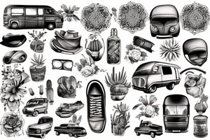 Van in the dessert tattoo idea