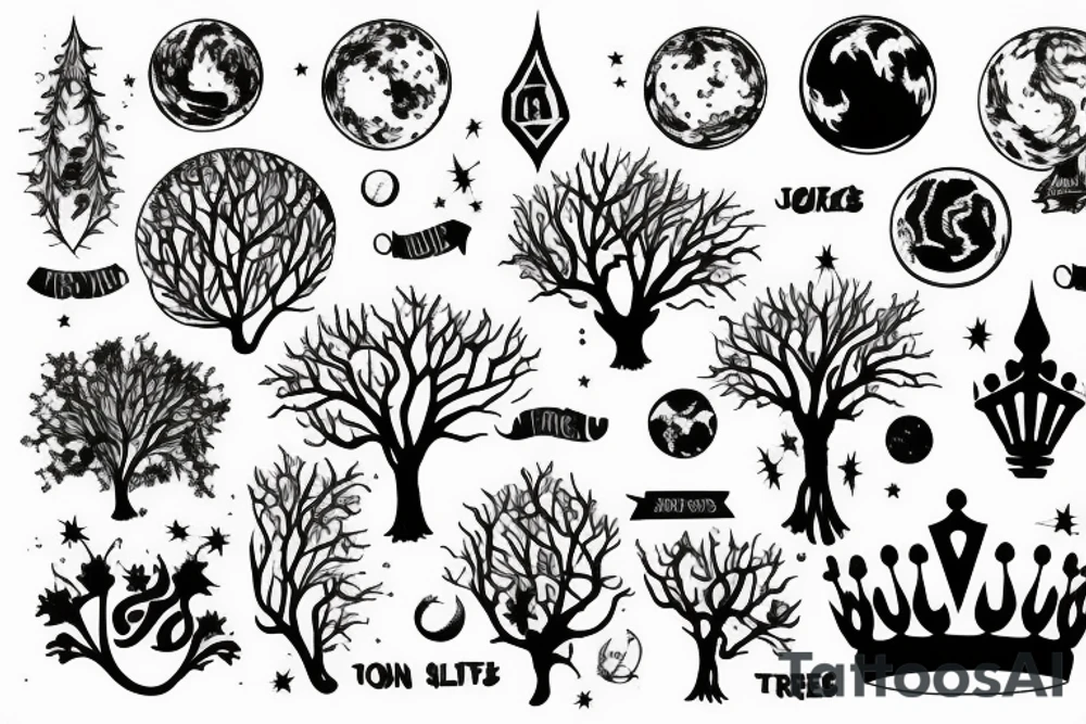 a tree, the crown of which is the planet Earth that burns tattoo idea