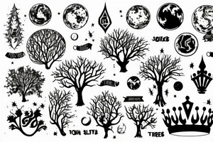 a tree, the crown of which is the planet Earth that burns tattoo idea