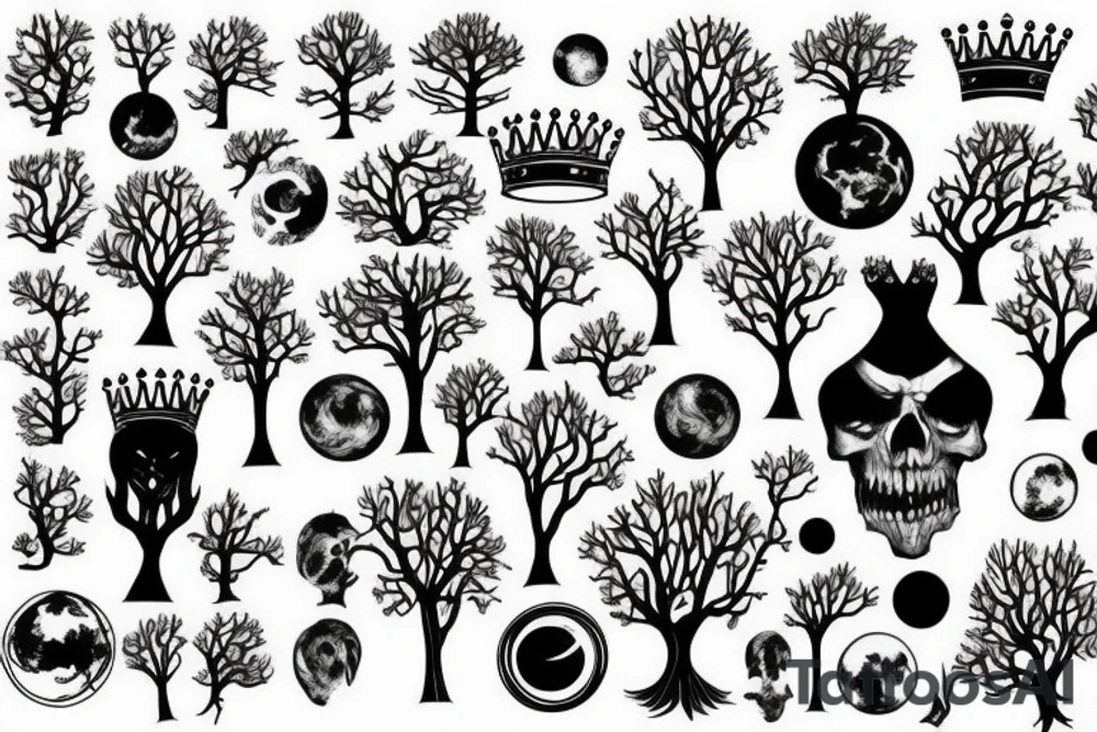 a tree, the crown of which is the planet Earth that burns tattoo idea