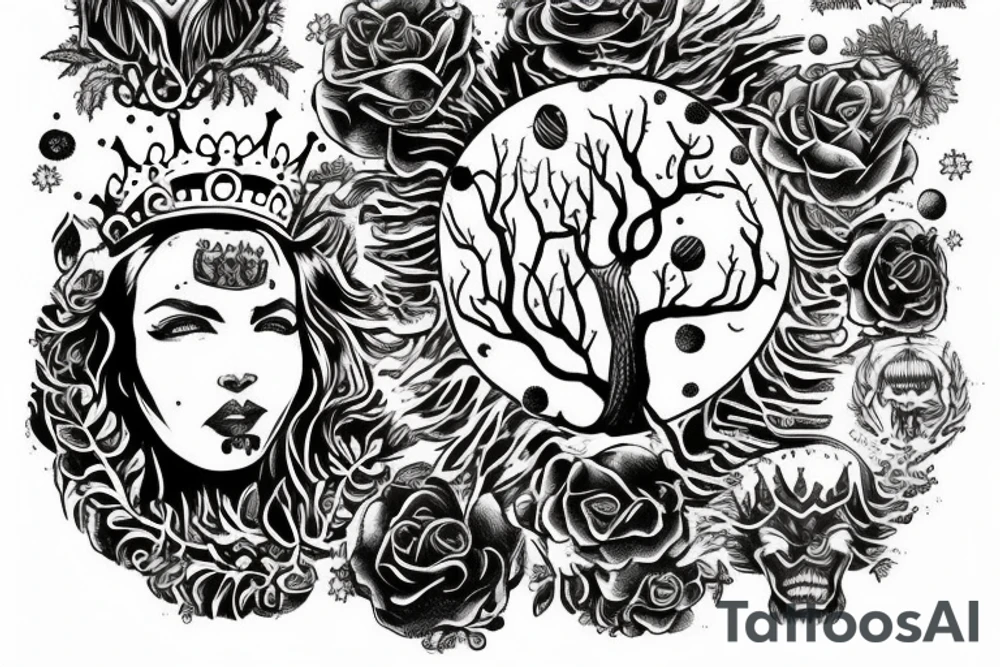 a tree, the crown of which is the planet Earth that burns tattoo idea