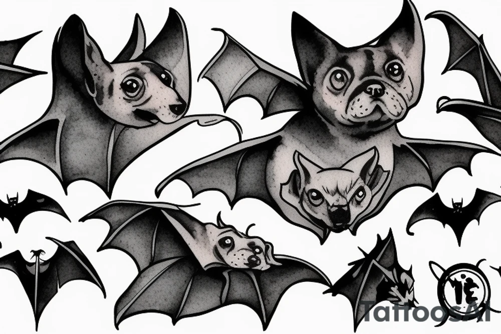 bat dog tattoo idea