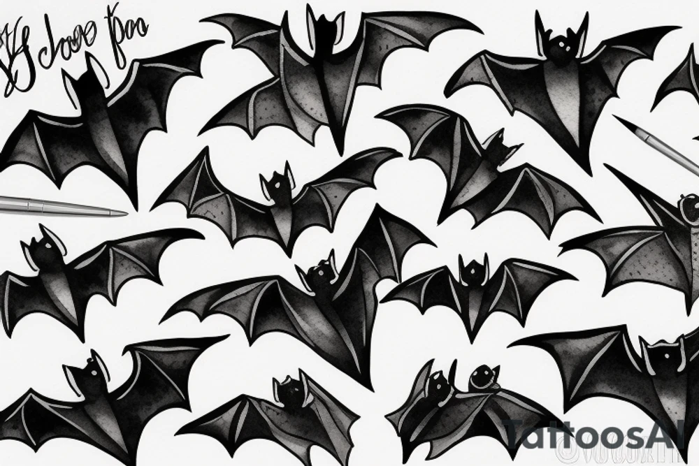 bat dog tattoo idea