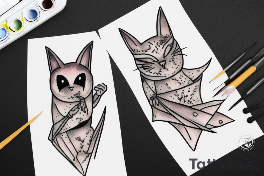 bat cat tattoo idea