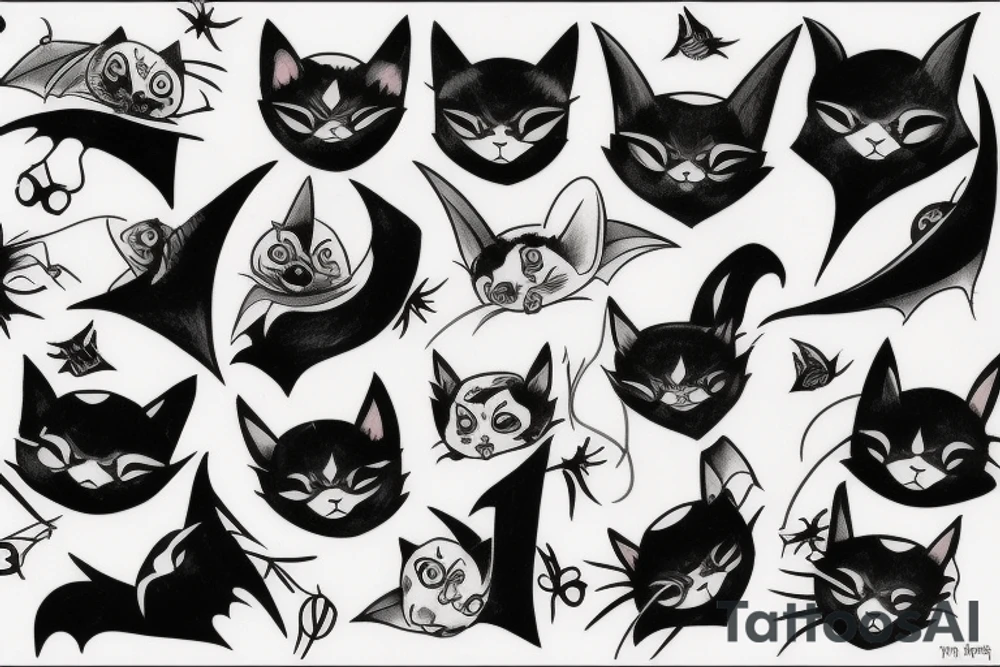 bat cat tattoo idea