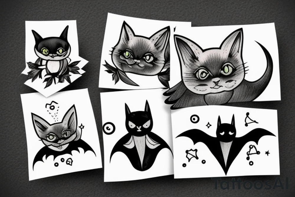 bat cat tattoo idea