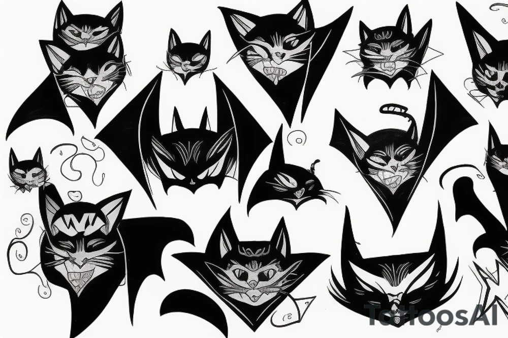 bat cat joker tattoo idea
