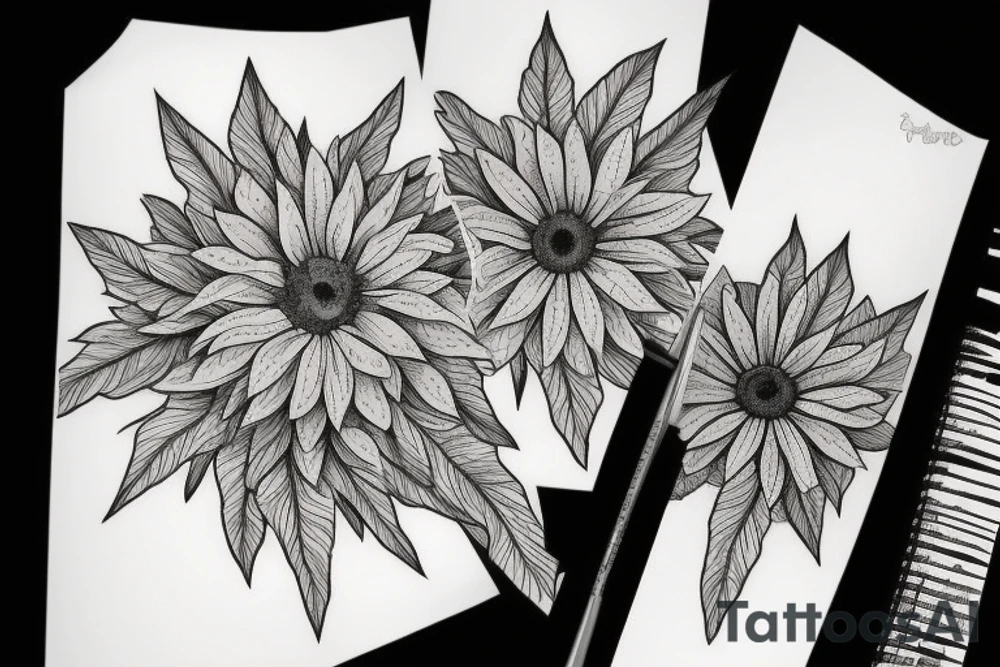 A poinsetta a daisy and a aster tattoo idea