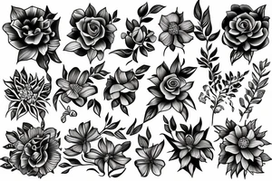 flowers rainbow farm tattoo idea