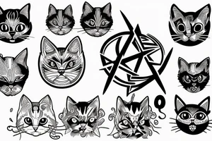 Pentagram with cat's face inside tattoo idea