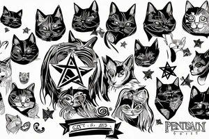 Pentagram with cat's face inside tattoo idea