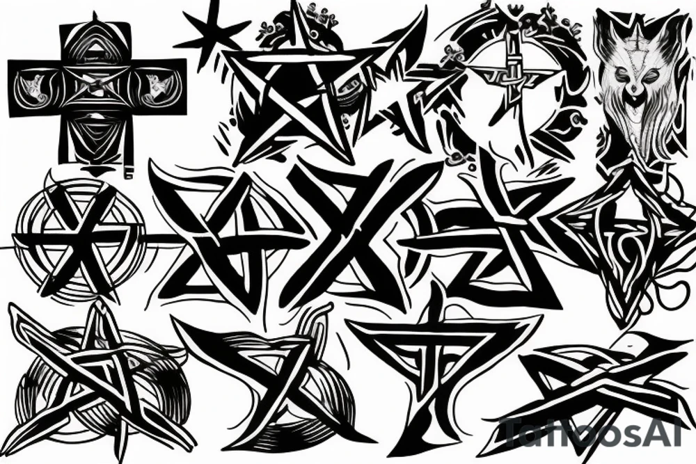 Inverted cross and pentagram tattoo idea