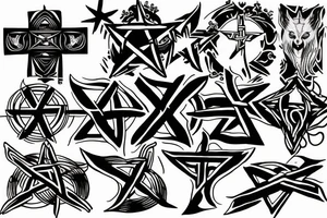 Inverted cross and pentagram tattoo idea