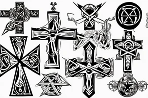 Inverted cross and pentagram tattoo idea