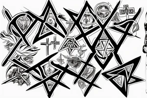 Inverted cross and pentagram tattoo idea