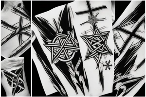 Inverted cross and pentagram tattoo idea