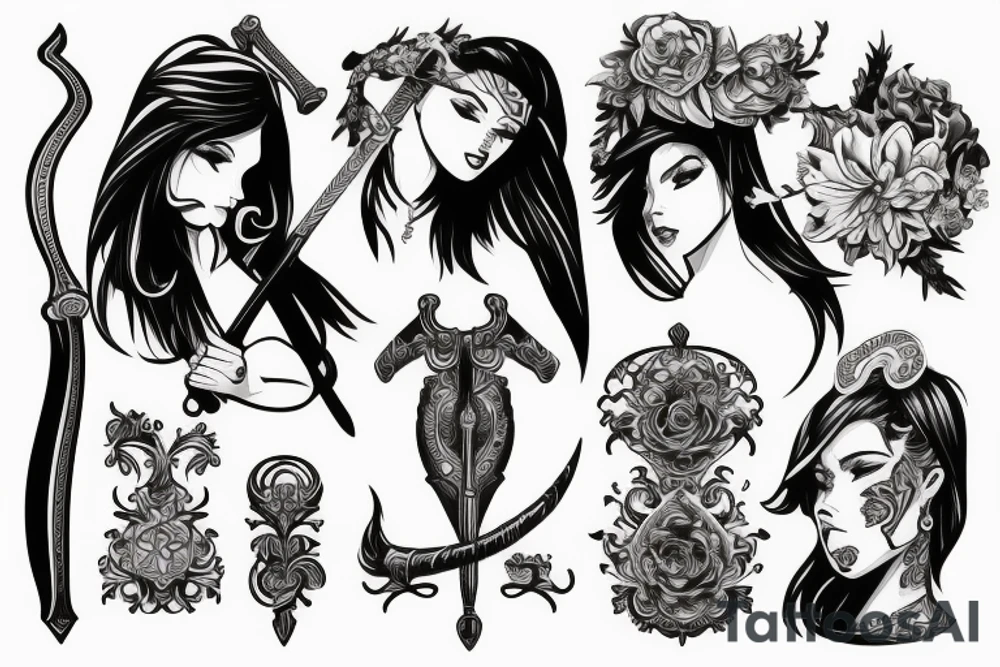woman with sword tattoo idea
