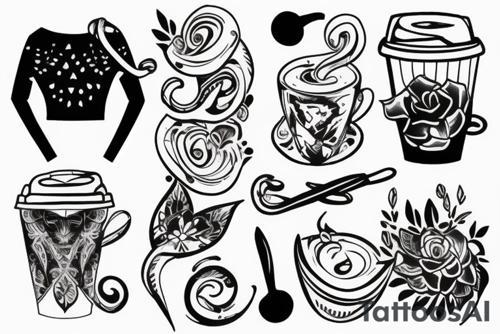 woman sweater coffee blade tattoo idea