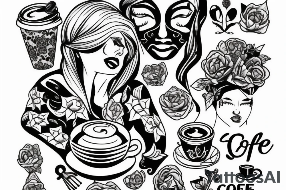 woman sweater coffee blade tattoo idea