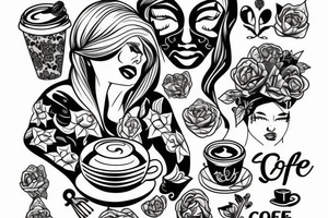 woman sweater coffee blade tattoo idea