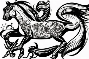 Horse and muscle car racing to the gates of heaven tattoo idea