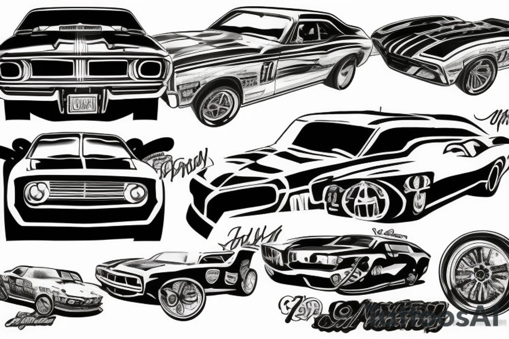 muscle car racing to the gates of heaven tattoo idea