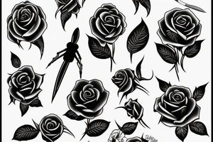 black rose with knife and spider tattoo idea