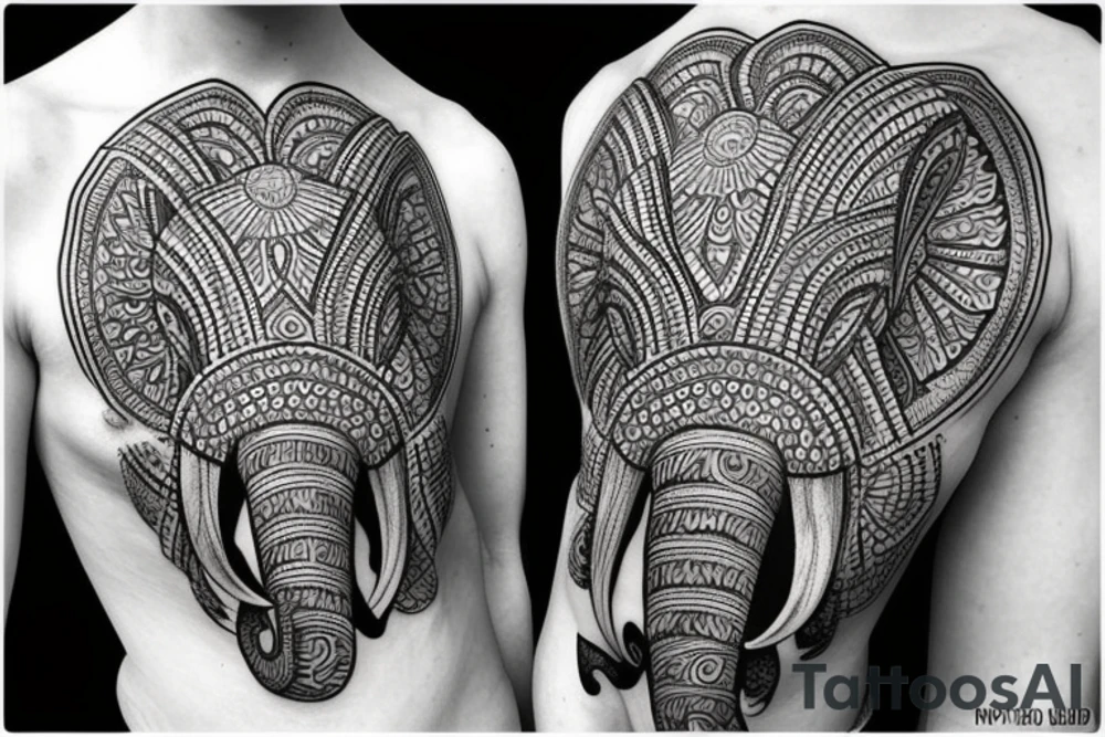 Elephant head mandala tattoo idea