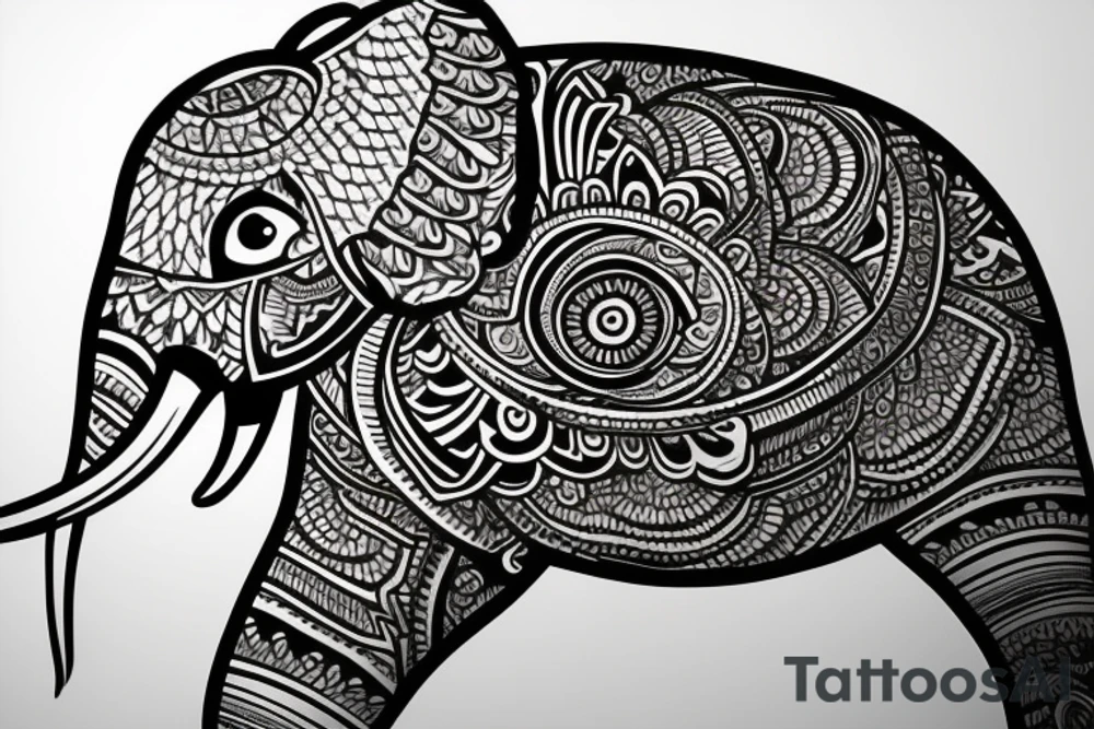 Elephant head mandala tattoo idea