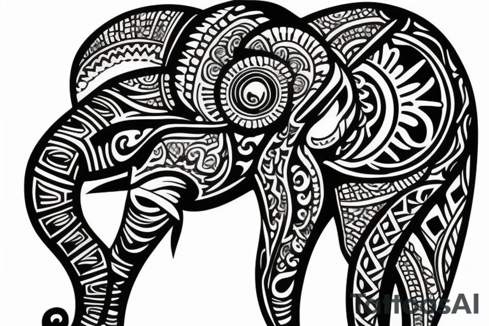 Mandala Elephant Head Tribal tattoo idea