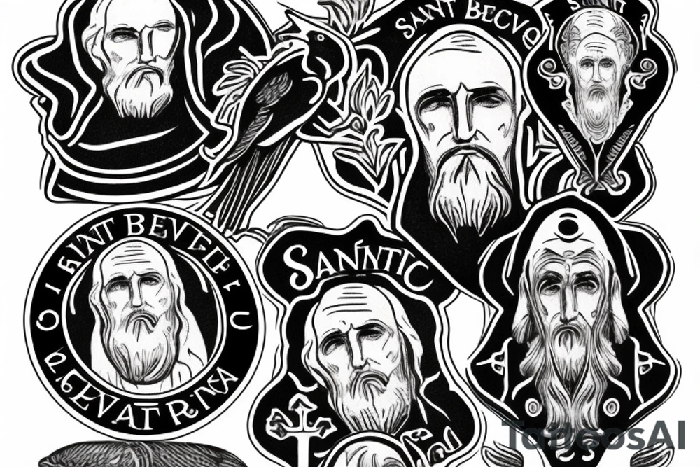 saint benedict with raven tattoo idea