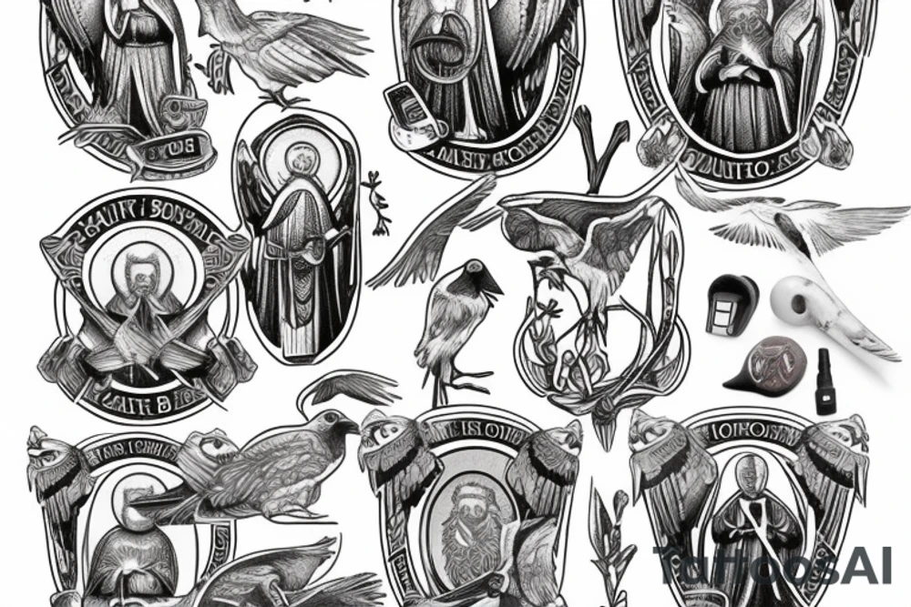 saint benedict with raven tattoo idea