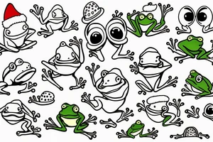 cute frog with santa hat tattoo idea