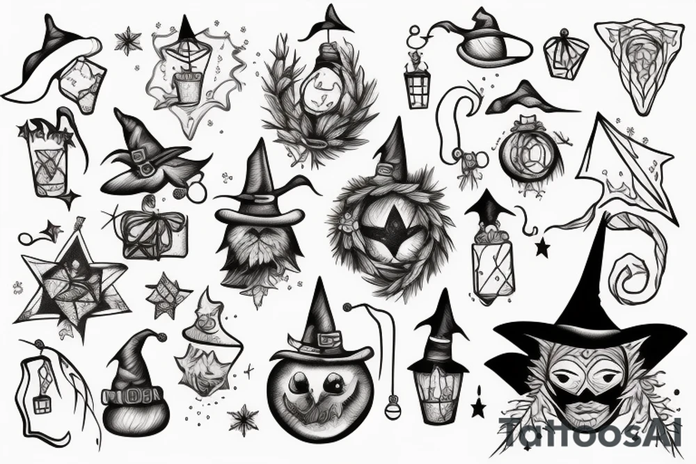 witchy christmas tattoo idea