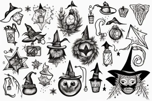 witchy christmas tattoo idea