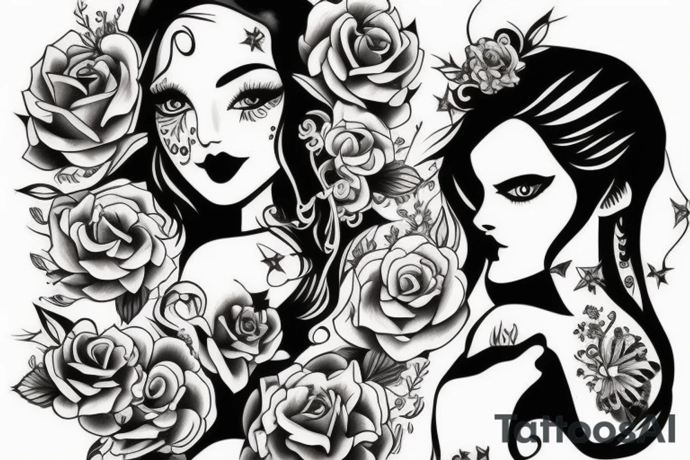 beautiful girl smoking tattoo idea