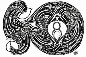 An Ouroboros. Half black geometric; Half watercolour. tattoo idea