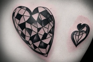 Half anatomical. Half geometric. Heart. Black Marble. tattoo idea