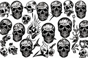 Skull land of fire tattoo idea