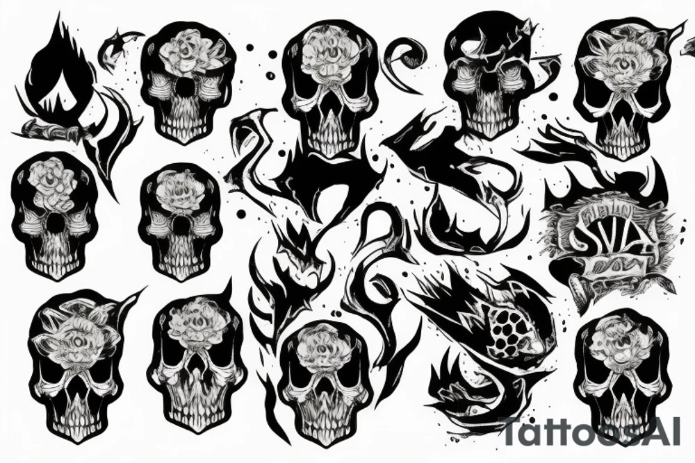 Skull land of fire tattoo idea