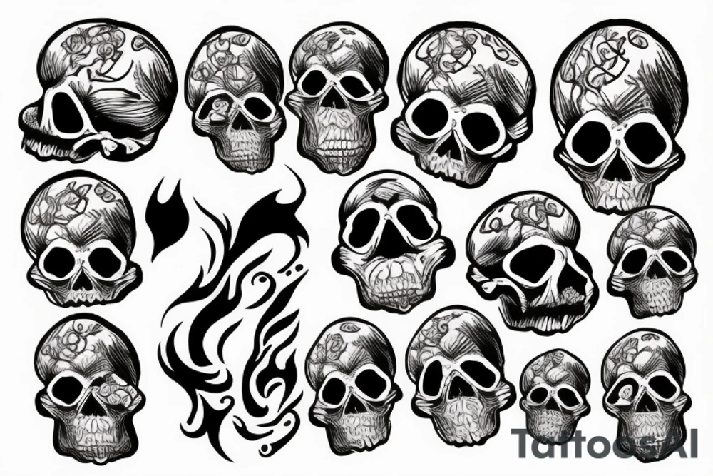 Skull in fire tattoo idea