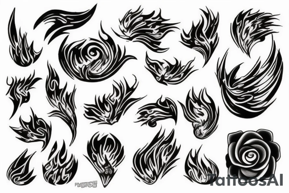 Black on fire tattoo idea