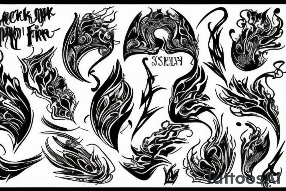 Black on fire tattoo idea