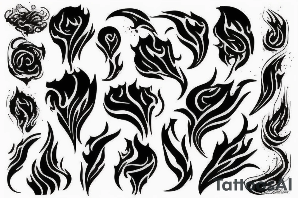 Black on fire tattoo idea