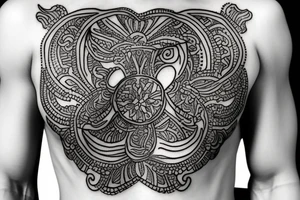 tattoo on the lower abdomen in the style of mehendi with the zodiac sign of scorpio and libra tattoo idea