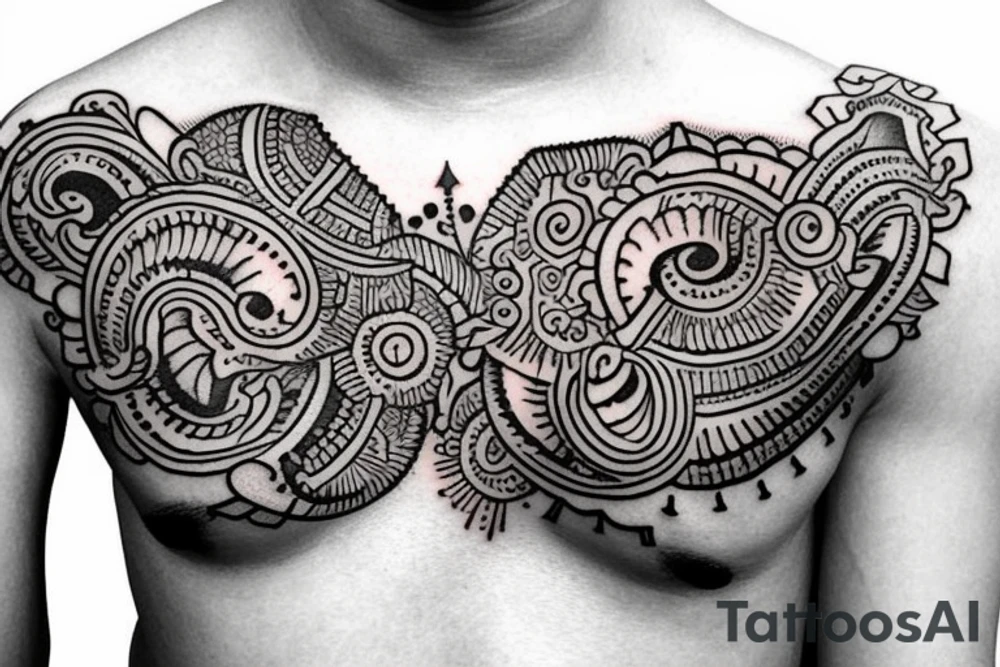 tattoo on the lower abdomen in the style of mehendi with the zodiac sign of scorpio and libra tattoo idea