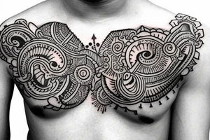 tattoo on the lower abdomen in the style of mehendi with the zodiac sign of scorpio and libra tattoo idea