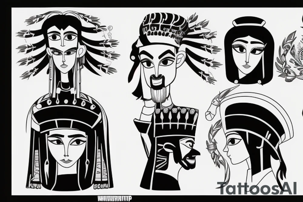 Emperor Kuzco and Izma head silhouette black tattoo idea